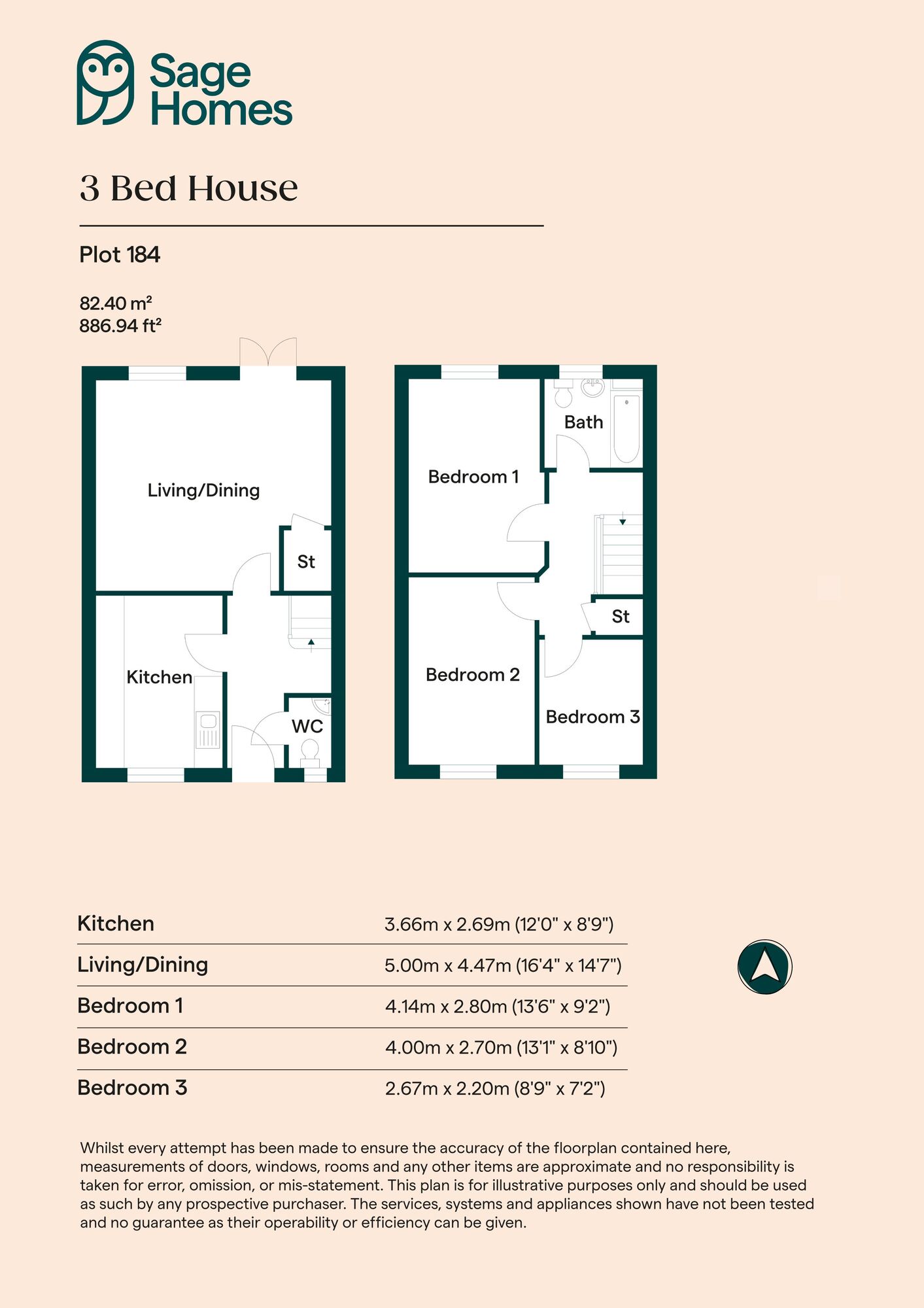 Floorplan of 3 bedroom  Property for sale, Chesterfield, Derbyshire, S41