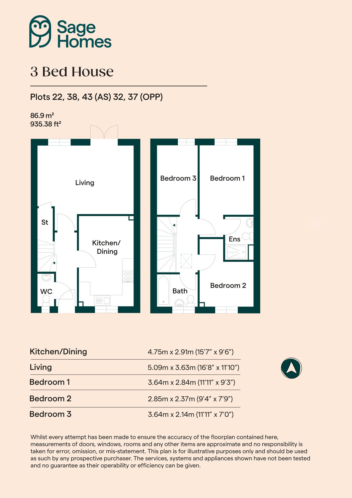 Floorplan of 3 bedroom  Property for sale, Louth, Lincolnshire, LN11