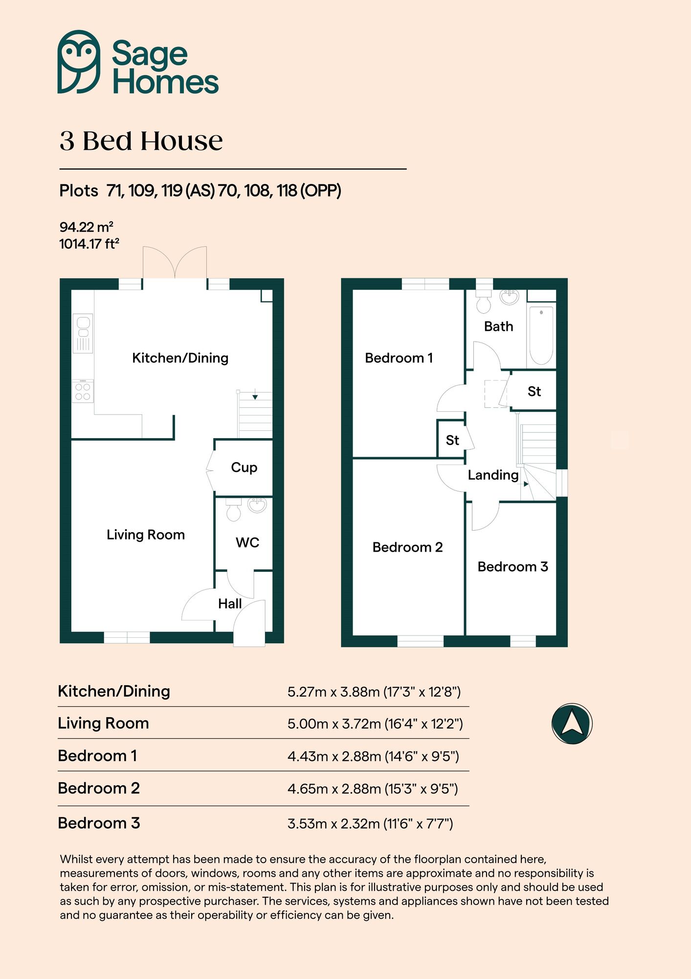 Floorplan of 3 bedroom  Property for sale, Red Lodge, Bury St Edmunds, Suffolk, IP28