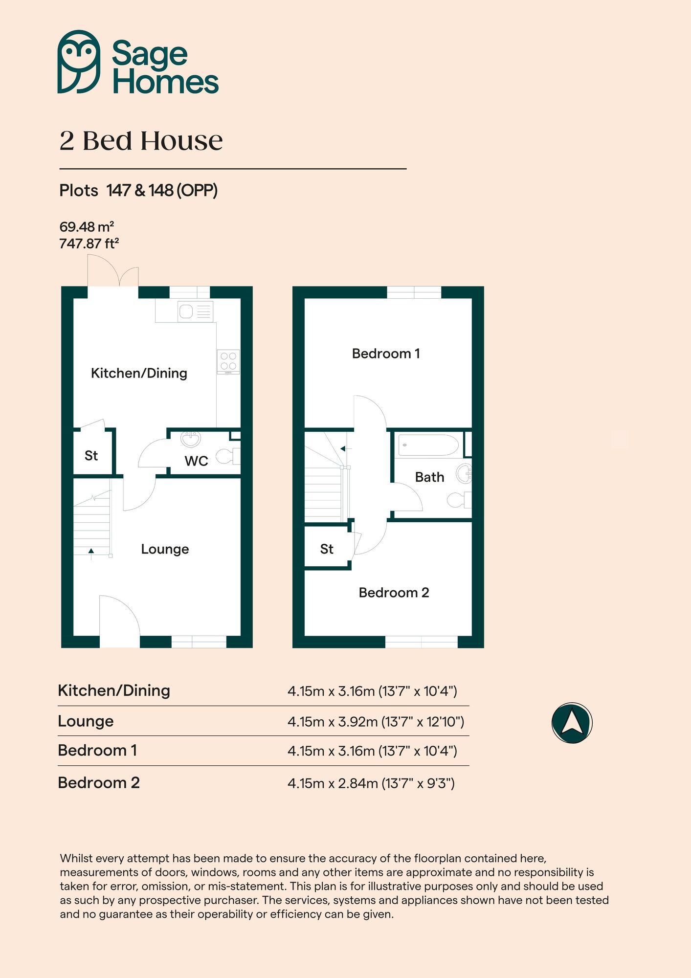 Floorplan of 2 bedroom  Property for sale, Chesterfield, Derbyshire, S40