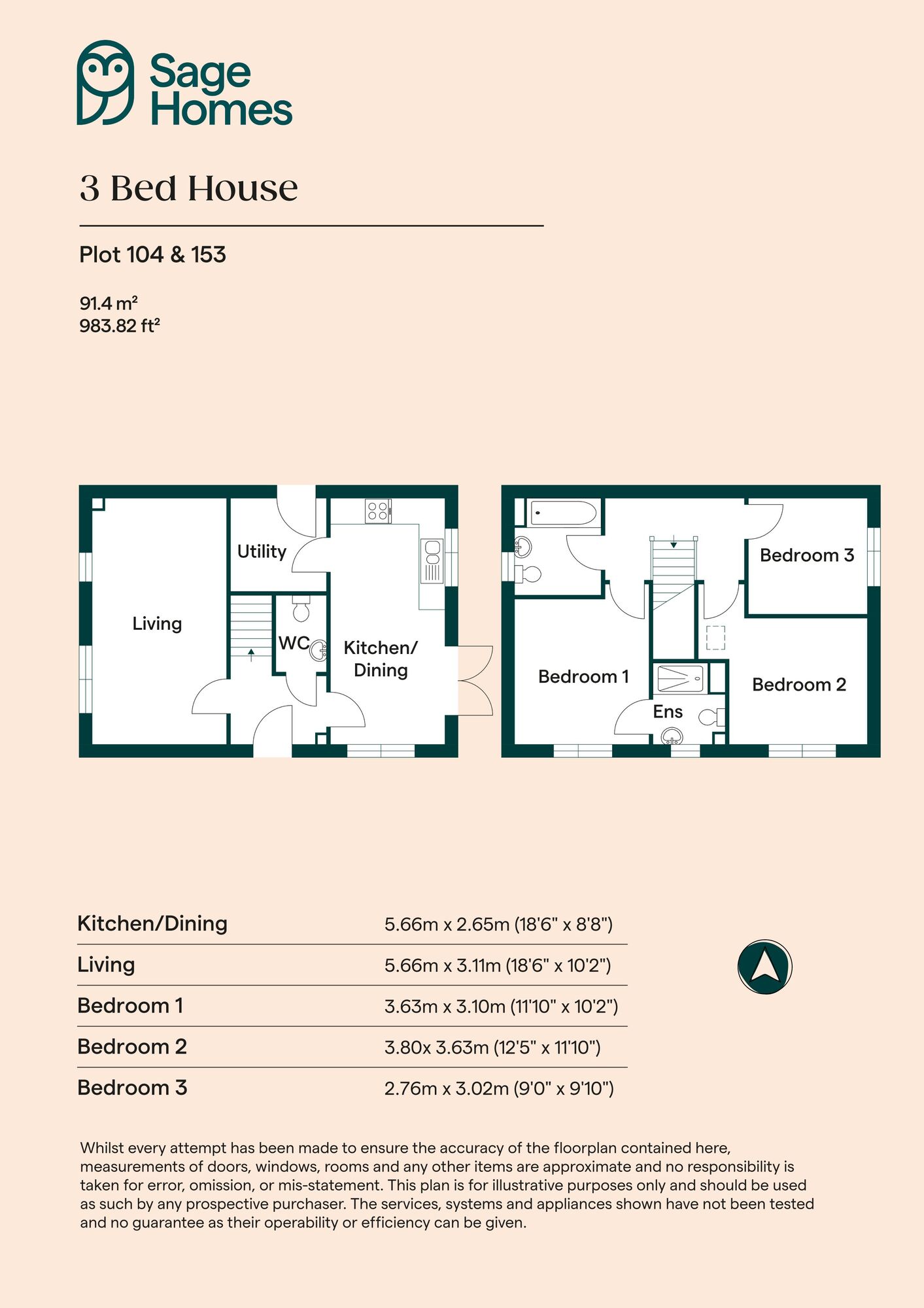 Floorplan of 3 bedroom  Property for sale, Chesterfield, Derbyshire, S40