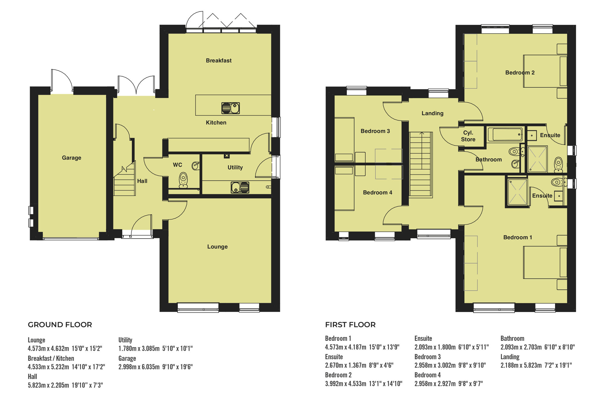 Floorplan of 4 bedroom Detached House for sale, Plot 39, The Meadows, High Leven, TS15