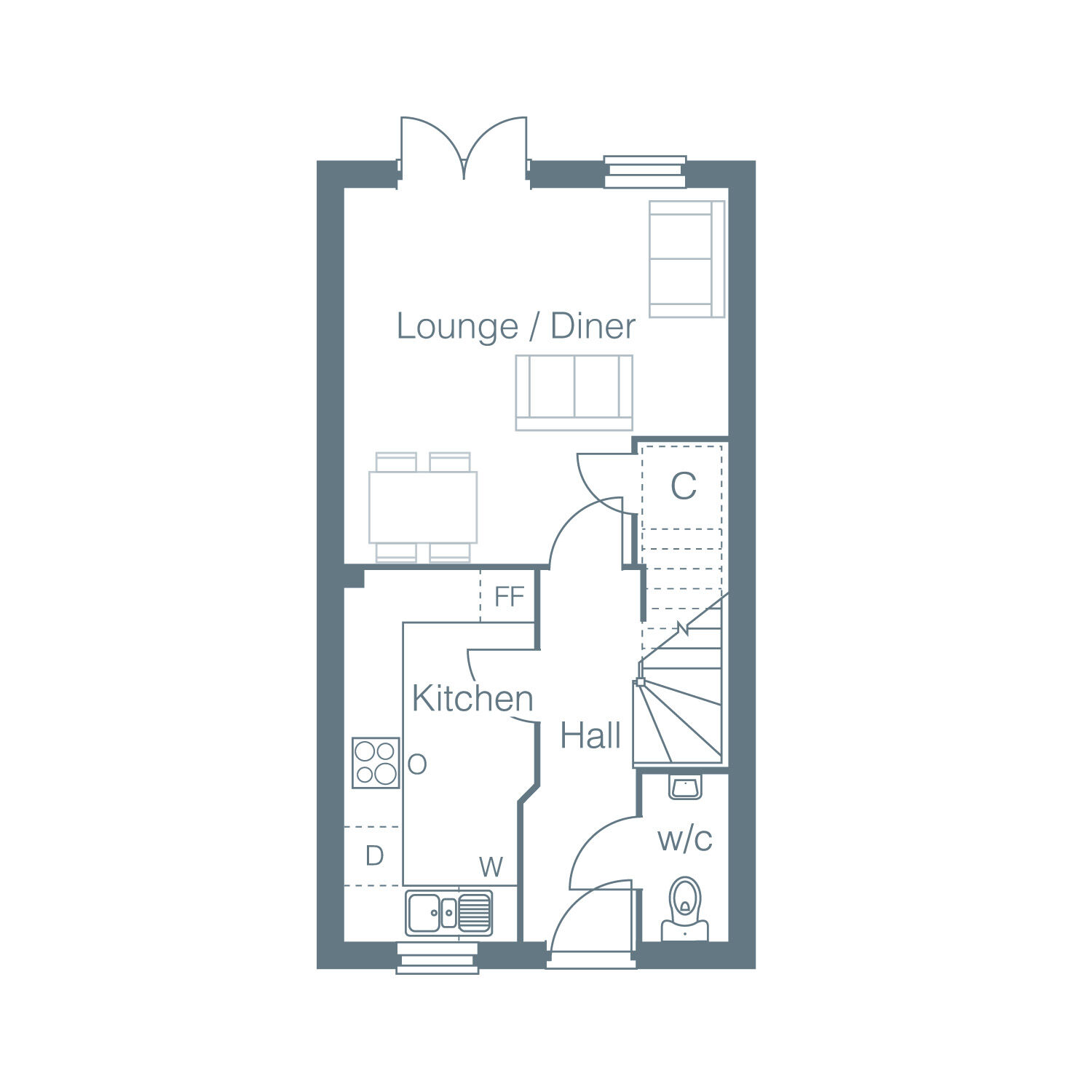 Floorplan of 2 bedroom Mid Terrace House for sale, London Road, Sholden, Kent, CT14