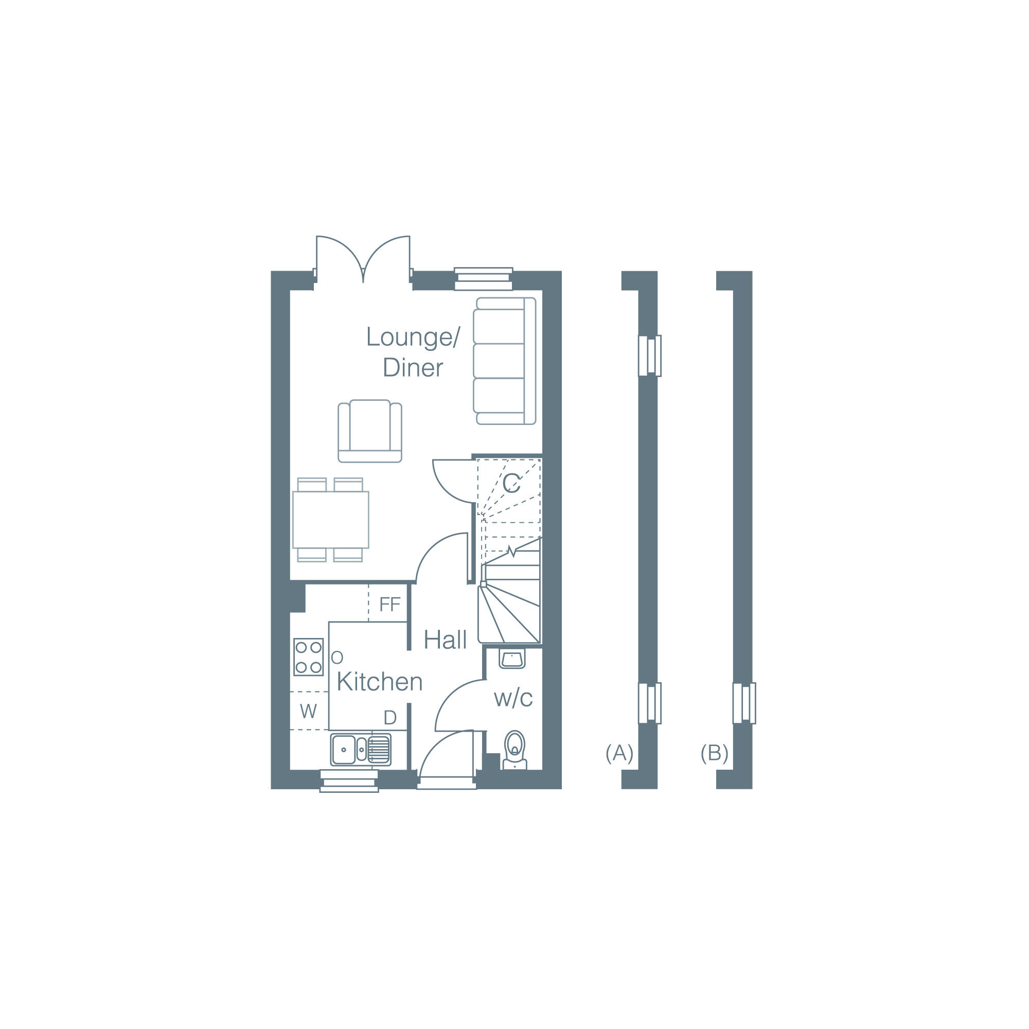 Floorplan of 2 bedroom Semi Detached House for sale, Cross Road, Walmer, Kent, CT14