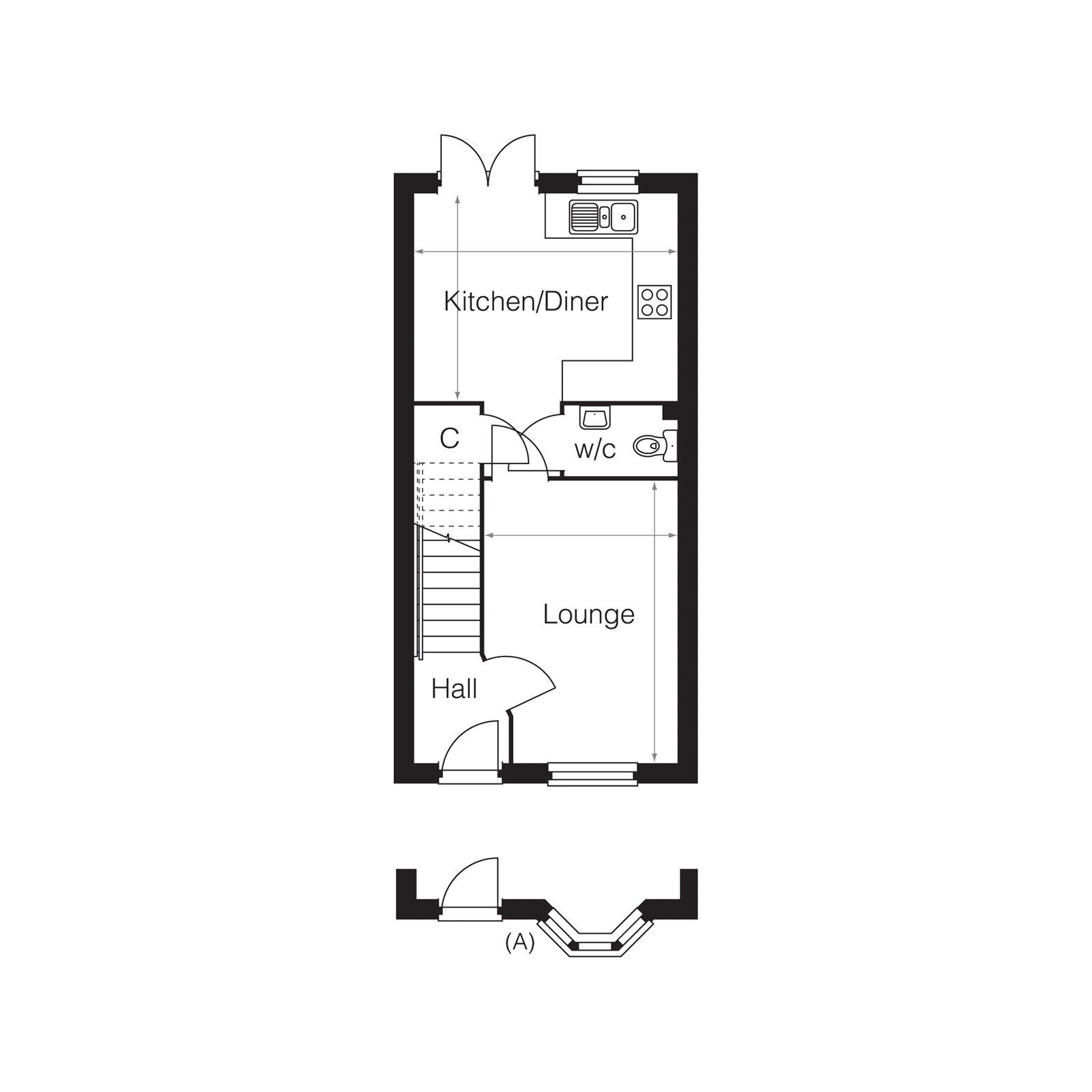 Floorplan of 2 bedroom Semi Detached House for sale, Imperial Gardens, Gray Close, Kent, CT18