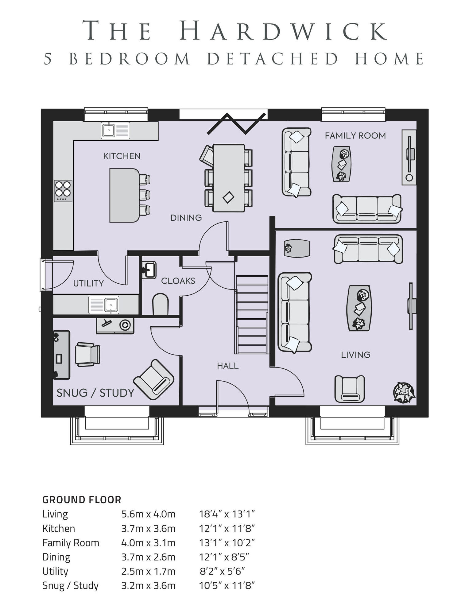 Floorplan of 5 bedroom Detached House for sale, Russell Close, Salters Lane, Sedgefield, TS21