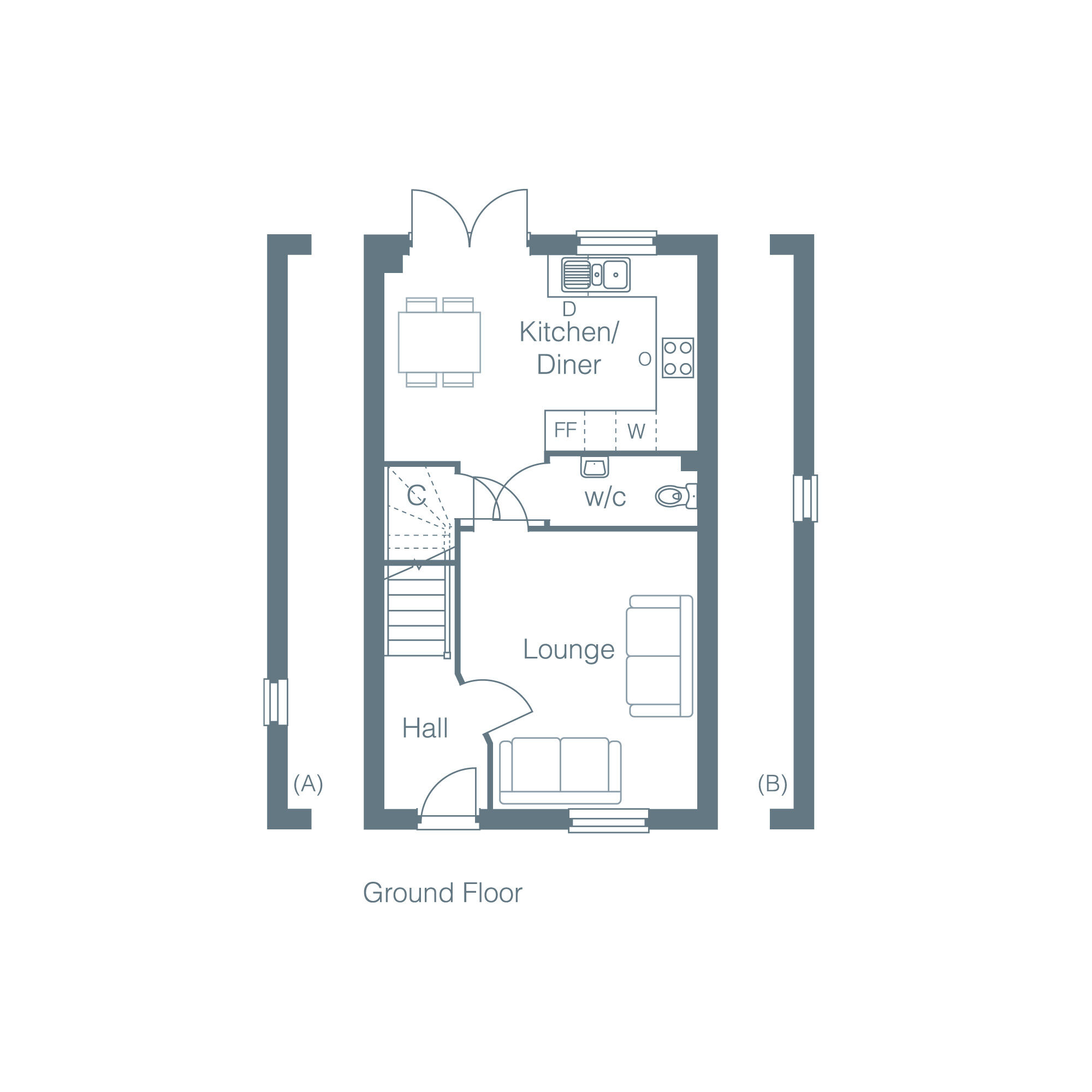 Floorplan of 3 bedroom Semi Detached House for sale, Cross Road, Walmer, Kent, CT14