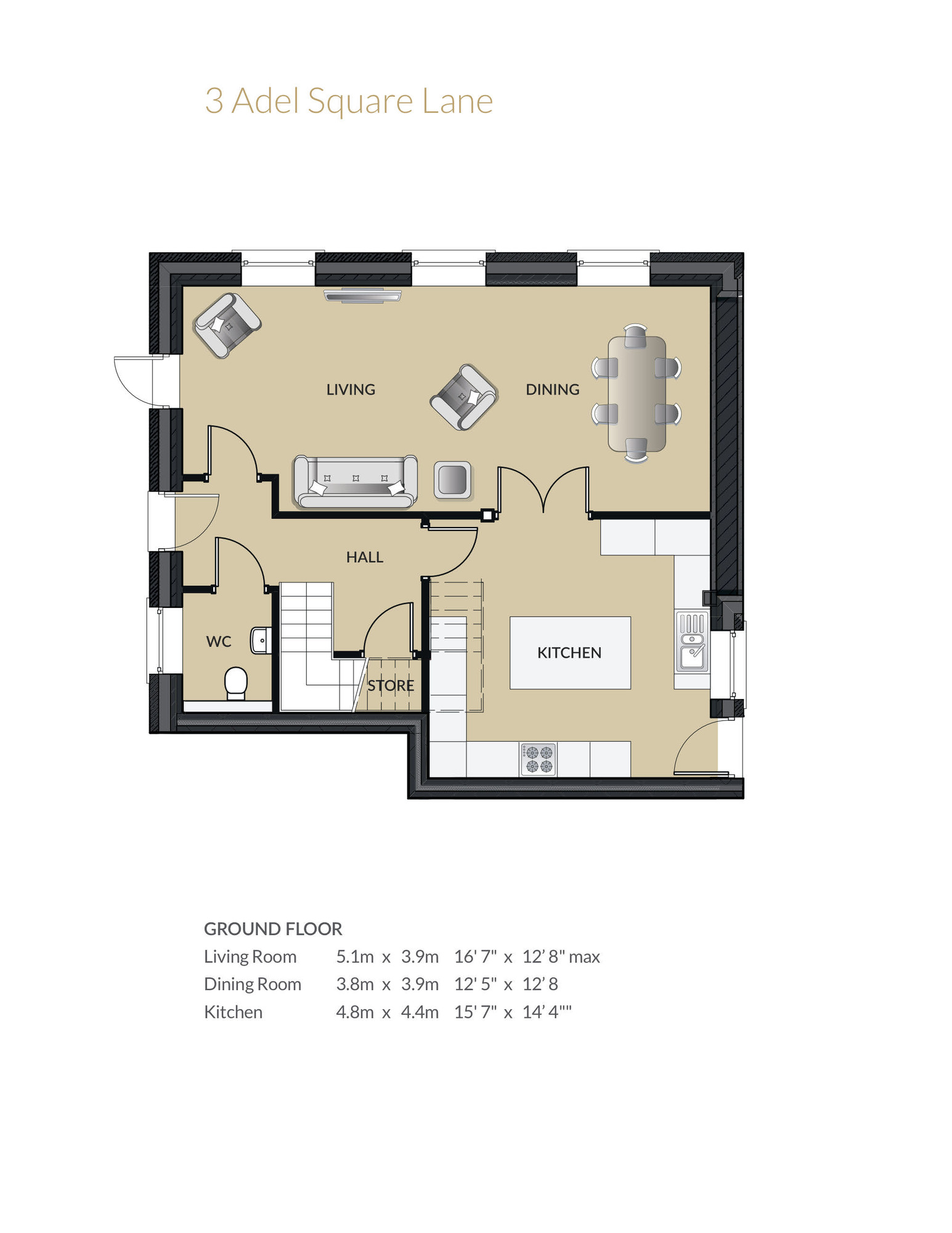 Floorplan of 4 bedroom Semi Detached House for sale, East Moor Lane, Adel, Leeds, LS16